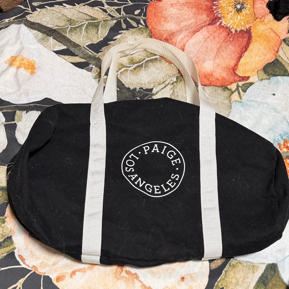 PAIGE Black and White Canvas Gym Bag